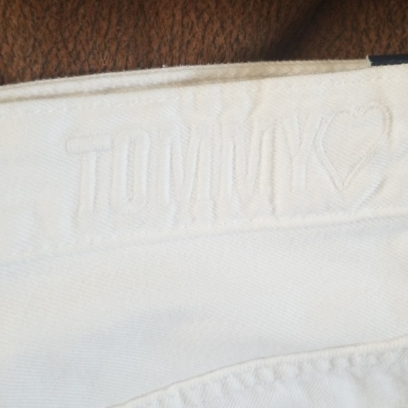 Tommy High Rise Destroyed White Jean Shorts - Picture 4 of 5
